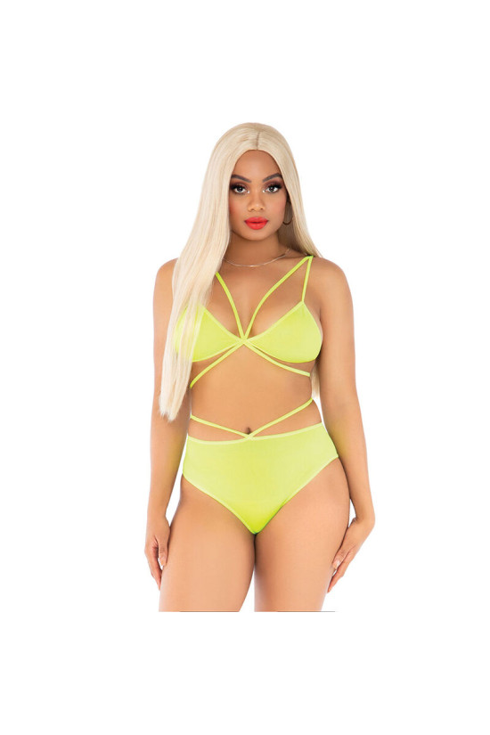 LEG AVENUE - TOP E SLIP GIALLI CON SPALLINE