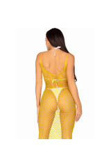 LEG AVENUE - ABITO LUNGO IN RETE GIALLO TAGLIA UNICA