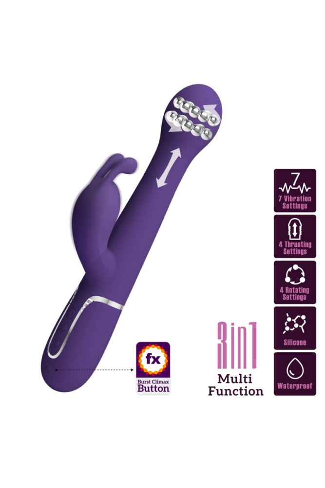 PRETTY LOVE - DEJON VIBRATORE RABBIT 3 IN 1 MULTIFUNZIONE VIOLA