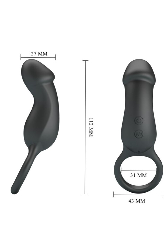 PRETTY LOVE - TRAE ANELLO VIBRANTE CON STIMOLATORE NERO