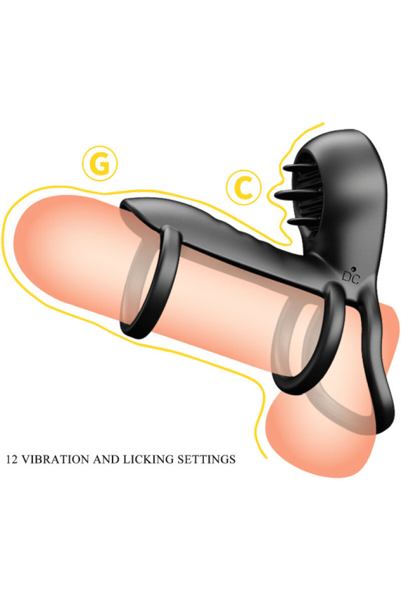 PRETTY LOVE - GUAINA PER PENE JAMMY 12 VIBRAZIONI CON LINGUA IN SILICONE RICARICABILE