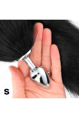 KINK - PLUG ANALE TAGLIA S 7 X 3 CM CON CODA SINTETICA 40 CM NERO