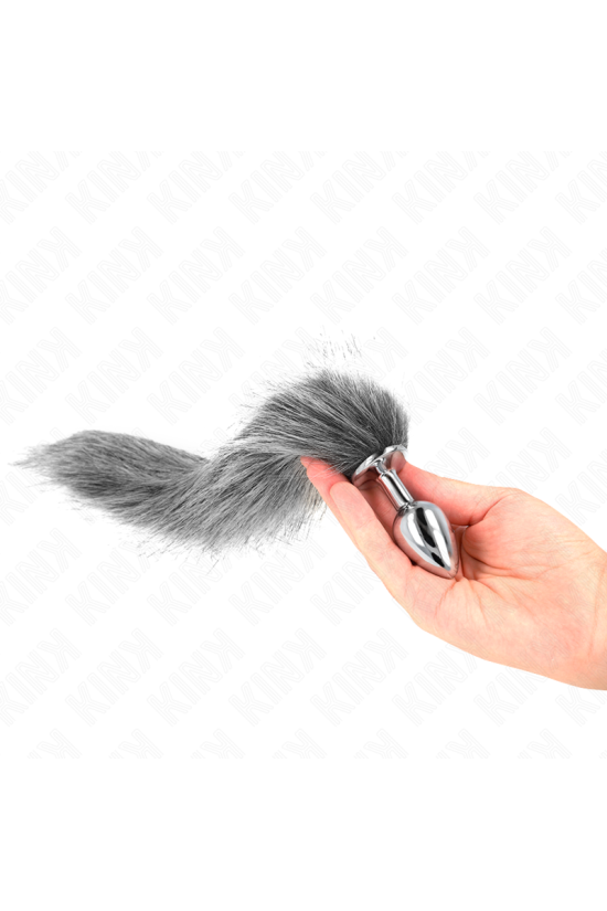 KINK - PLUG ANALE TAGLIA S 7 X 3 CM CON CODA SINTETICA 40 CM GRIGIO