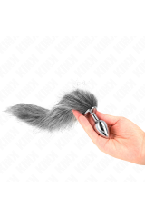 KINK - PLUG ANALE TAGLIA S 7 X 3 CM CON CODA SINTETICA 40 CM GRIGIO