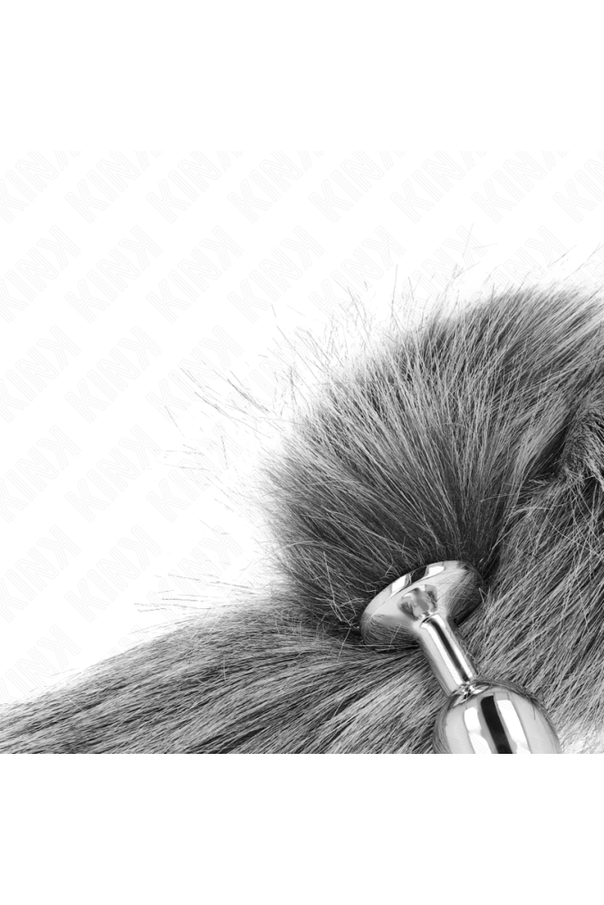 KINK - PLUG ANALE TAGLIA S 7 X 3 CM CON CODA SINTETICA 40 CM GRIGIO