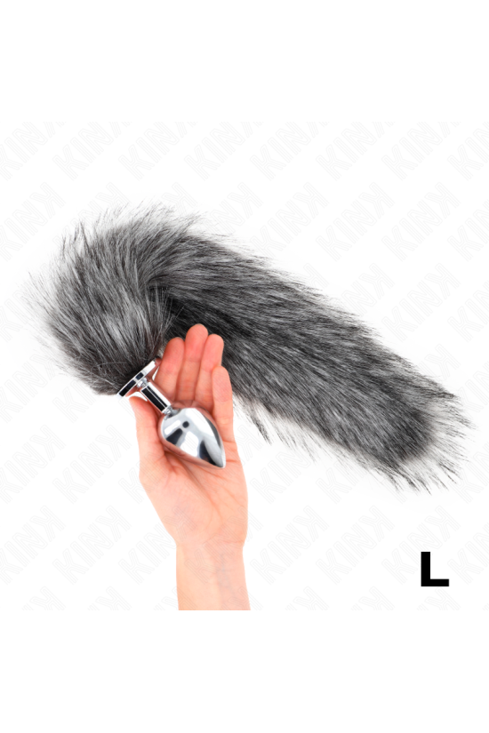 KINK - PLUG ANALE MISURA L 10 X 4 CM CON CODA SINTETICA 40 CM GRIGIO