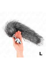 KINK - PLUG ANALE MISURA L 10 X 4 CM CON CODA SINTETICA 40 CM GRIGIO