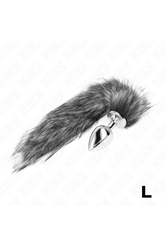 KINK - PLUG ANALE MISURA L 10 X 4 CM CON CODA SINTETICA 40 CM GRIGIO