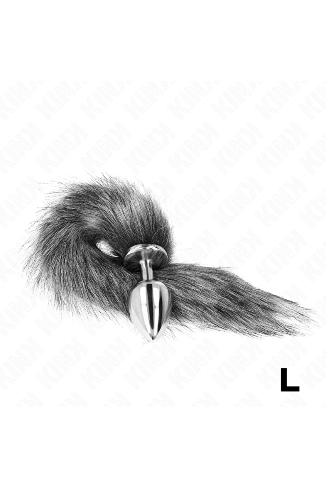 KINK - PLUG ANALE MISURA L 10 X 4 CM CON CODA SINTETICA 40 CM GRIGIO