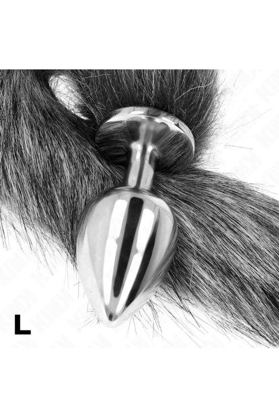 KINK - PLUG ANALE MISURA L 10 X 4 CM CON CODA SINTETICA 40 CM GRIGIO