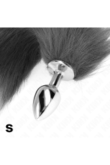 KINK - PLUG ANALE TAGLIA S 7 X 3 CM CON CODA SINTETICA 40 CM GRIGIO E BIANCO