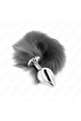 KINK - PLUG ANALE L 10 X 4 CM CON CODA SINTETICA 40 CM GRIGIO E BIANCO