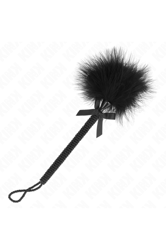 KINK - BACCHETTA IN CORDA DI NYLON CON PIUME TICKLE E FIOCCO NERO 25 CM