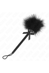 KINK - BACCHETTA IN CORDA DI NYLON CON PIUME TICKLE E FIOCCO NERO 25 CM