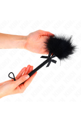 KINK - BACCHETTA IN CORDA DI NYLON CON PIUME TICKLE E FIOCCO NERO 25 CM