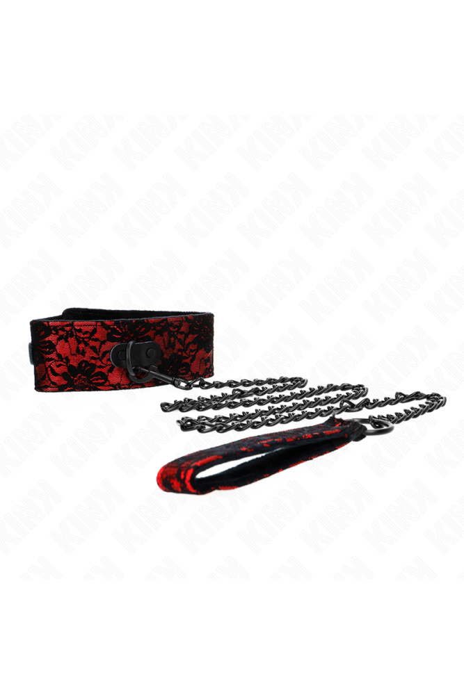 KINK - COLLANA IN PIZZO CON CINTURA CON CINTURA IN VERA PELLE 105 CM / 44 X 5