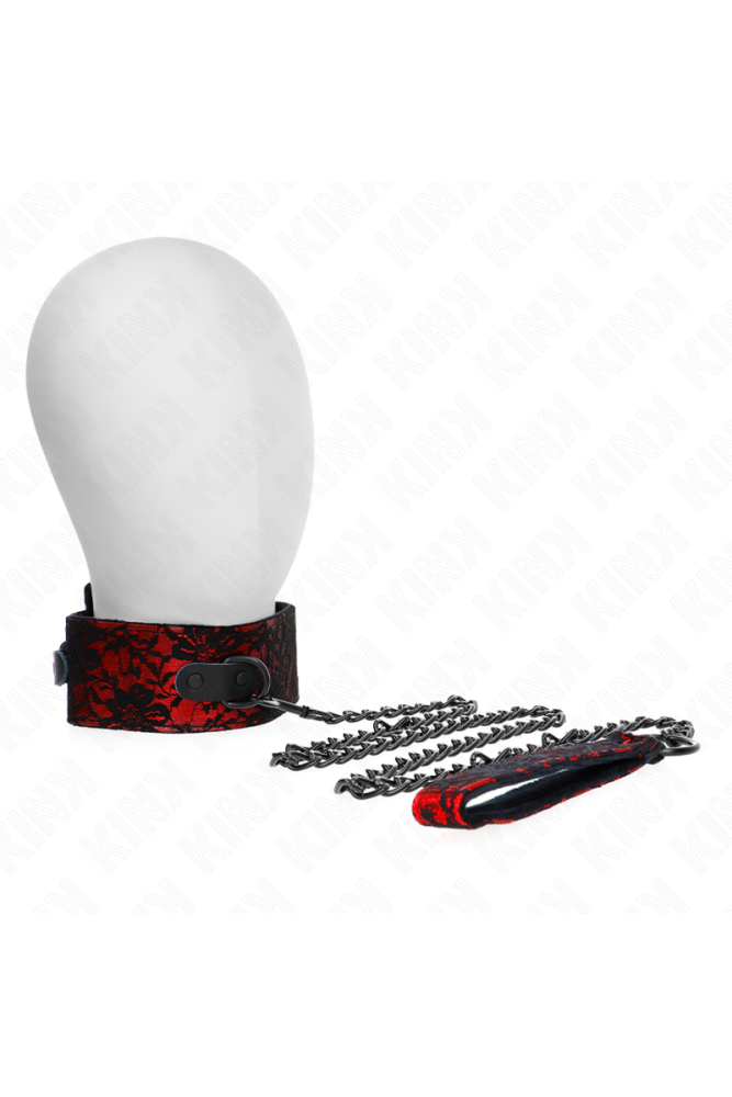 KINK - COLLANA IN PIZZO CON CINTURA CON CINTURA IN VERA PELLE 105 CM / 44 X 5
