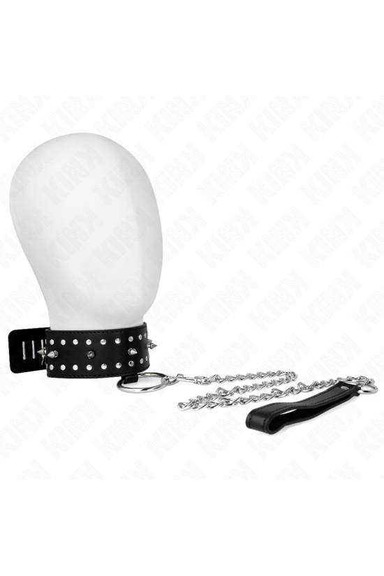 KINK - COLLANA CON GUINZAGLIO 65 CM CON BORCHIE IN ARGENTO MODELLO 1 REGOLABILE 36-43 CM X 5 CM