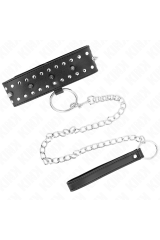 KINK - COLLANA CON GUINZAGLIO 65 CM CON BORCHIE IN ARGENTO MODELLO 1 REGOLABILE 36-43 CM X 5 CM