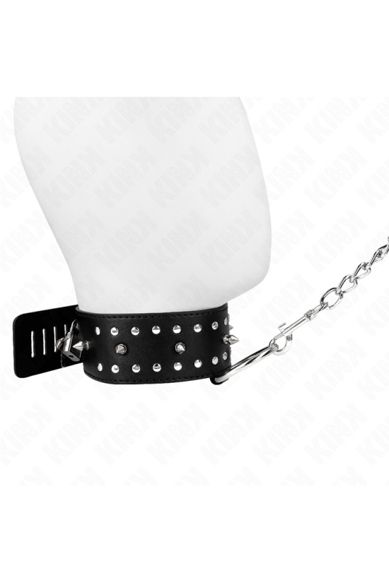 KINK - COLLANA CON GUINZAGLIO 65 CM CON BORCHIE IN ARGENTO MODELLO 1 REGOLABILE 36-43 CM X 5 CM