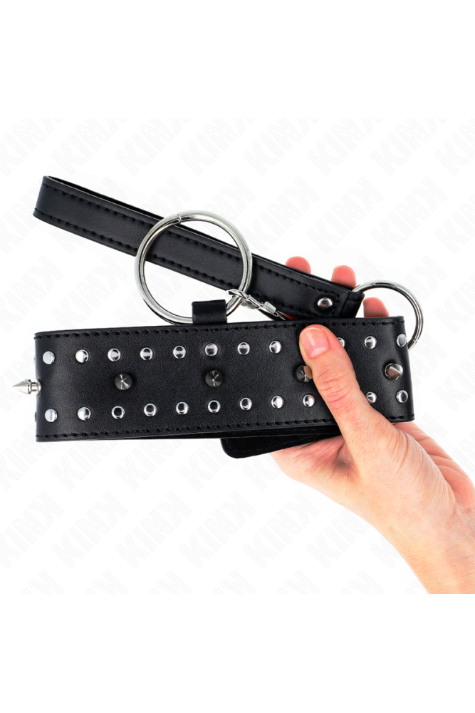 KINK - COLLANA CON GUINZAGLIO 65 CM CON BORCHIE IN ARGENTO MODELLO 1 REGOLABILE 36-43 CM X 5 CM