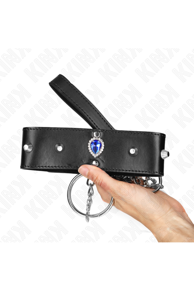 KINK - COLLANA 65 CM CON CINTURINO CON DIAMANTI BLU REGOLABILE 36-43 CM X 5 CM