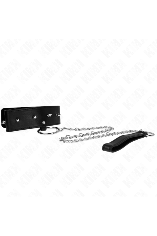 KINK - COLLANA 65 CM CON GUINZAGLIO CON BORCHIE ARGENTO MODELLO 2 REGOLABILE 36-43 CM X 5 CM