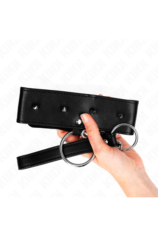 KINK - COLLANA 65 CM CON GUINZAGLIO CON BORCHIE ARGENTO MODELLO 2 REGOLABILE 36-43 CM X 5 CM