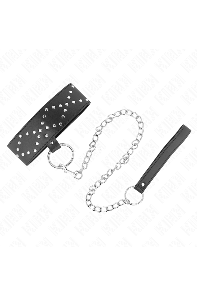KINK - COLLANA 65 CM CON GUINZAGLIO CON BORCHIE ARGENTO MODELLO 3 REGOLABILE 36-43 CM X 5 CM