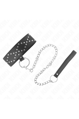 KINK - COLLANA 65 CM CON GUINZAGLIO CON BORCHIE ARGENTO MODELLO 3 REGOLABILE 36-43 CM X 5 CM