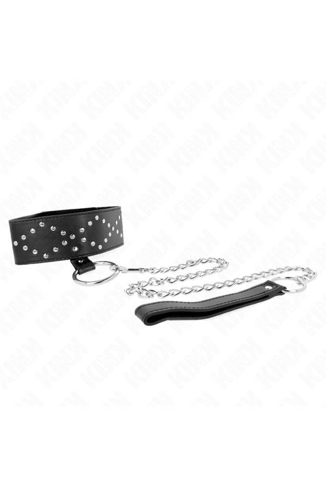 KINK - COLLANA 65 CM CON GUINZAGLIO CON BORCHIE ARGENTO MODELLO 3 REGOLABILE 36-43 CM X 5 CM