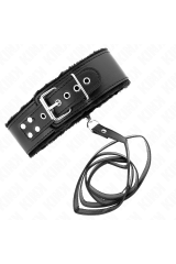 KINK - COLLANA CON GUINZAGLIO 116 CM CON BORCHIE IN ARGENTO MODELLO 4 NERO REGOLABILE 40-48 CM X 6 CM