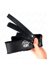 KINK - COLLANA CON GUINZAGLIO 116 CM CON BORCHIE IN ARGENTO MODELLO 4 NERO REGOLABILE 40-48 CM X 6 CM