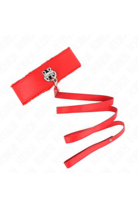 KINK - COLLANA CON GUINZAGLIO 116 CM CON BORCHIE IN ARGENTO MODELLO 4 ROSSO REGOLABILE 40-48 CM X 6 CM