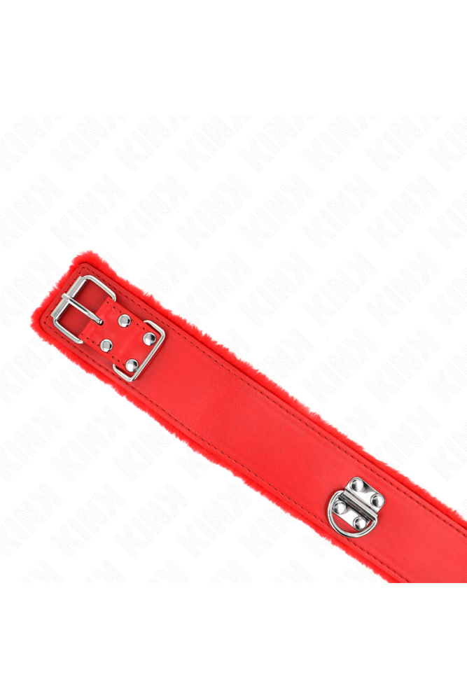 KINK - COLLANA CON GUINZAGLIO 116 CM CON BORCHIE IN ARGENTO MODELLO 4 ROSSO REGOLABILE 40-48 CM X 6 CM