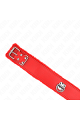 KINK - COLLANA CON GUINZAGLIO 116 CM CON BORCHIE IN ARGENTO MODELLO 4 ROSSO REGOLABILE 40-48 CM X 6 CM