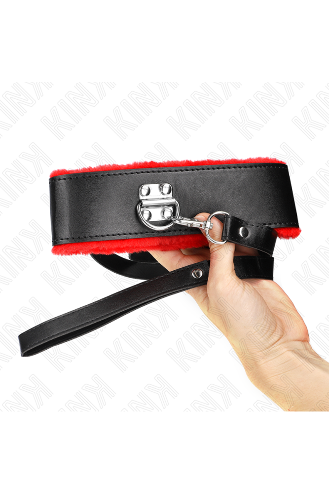 KINK - COLLANA CON CINTURA 116 CM CON CINTURINO IN PELLE ROSSO REGOLABILE 40-48 CM X 6 CM