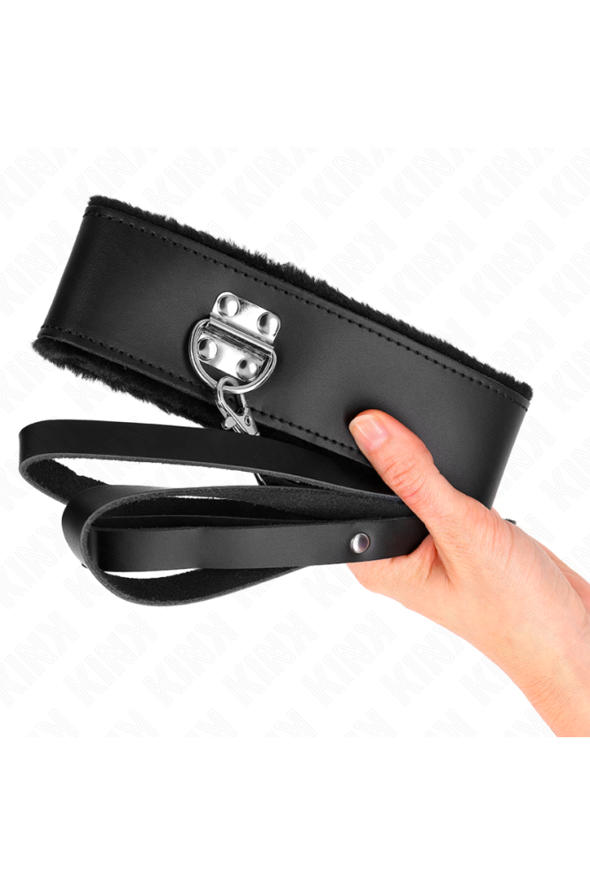 KINK - COLLANA CON CINTURA 116 CM CON CINTURINO IN PELLE NERA REGOLABILE 40-48 CM X 6 CM