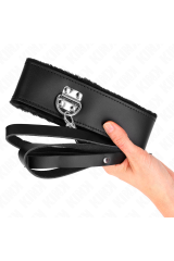 KINK - COLLANA CON CINTURA 116 CM CON CINTURINO IN PELLE NERA REGOLABILE 40-48 CM X 6 CM