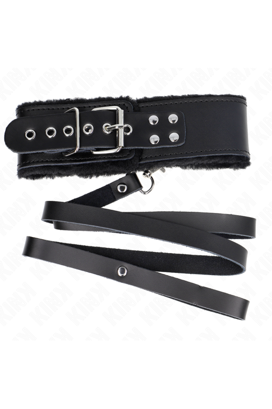 KINK - COLLANA CON CINTURA 116 CM CON CINTURINO IN PELLE NERA REGOLABILE 40-48 CM X 6 CM