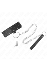KINK - COLLANA CON GUINZAGLIO 65 CM CON BORCHIE IN ARGENTO MODELLO 5 REGOLABILE 36-43 CM X 5 CM