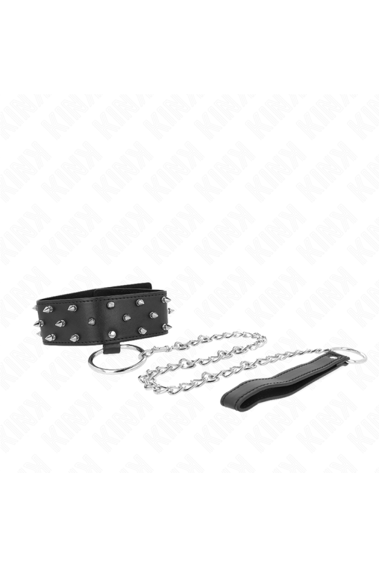 KINK - COLLANA CON GUINZAGLIO 65 CM CON BORCHIE IN ARGENTO MODELLO 5 REGOLABILE 36-43 CM X 5 CM