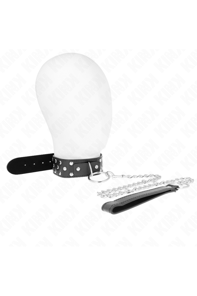 KINK - COLLANA CON CINTURINO AD ANELLO RIVETTO CON CINTURA 65 CM NERO REGOLABILE 36-50 CM X 3