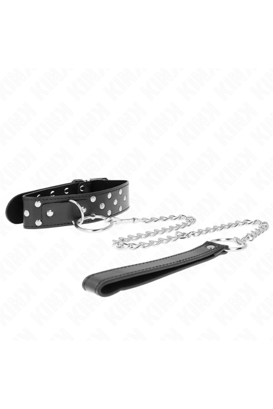 KINK - COLLANA CON CINTURINO AD ANELLO RIVETTO CON CINTURA 65 CM NERO REGOLABILE 36-50 CM X 3