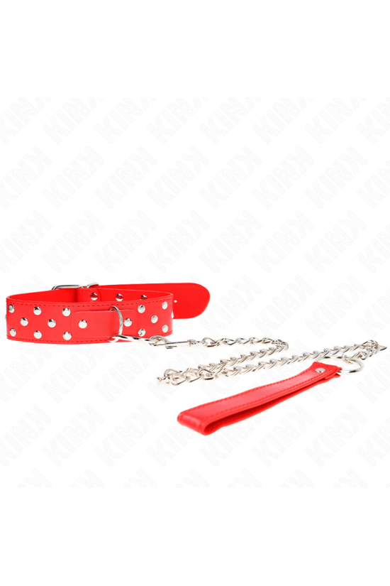 KINK - COLLANA CON CINTURINO AD ANELLO RIVETTO CON CINTURA 65 CM ROSSO REGOLABILE 36-50 CM X 3