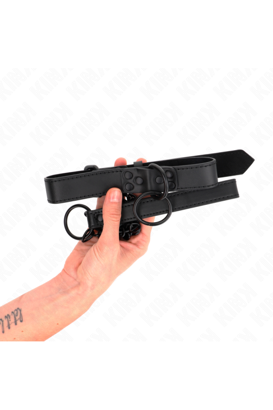 KINK - COLLARE CON GUINZAGLIO SCURO 65 CM REGOLABILE 37-54 CM X 3 CM