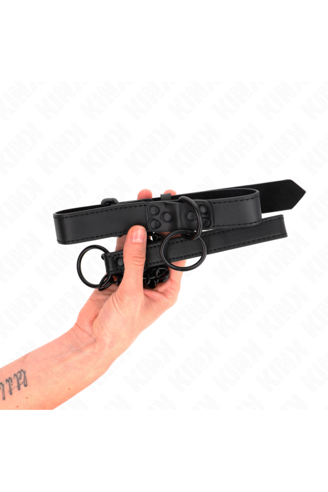 KINK - COLLARE CON GUINZAGLIO SCURO 65 CM REGOLABILE 37-54 CM X 3 CM