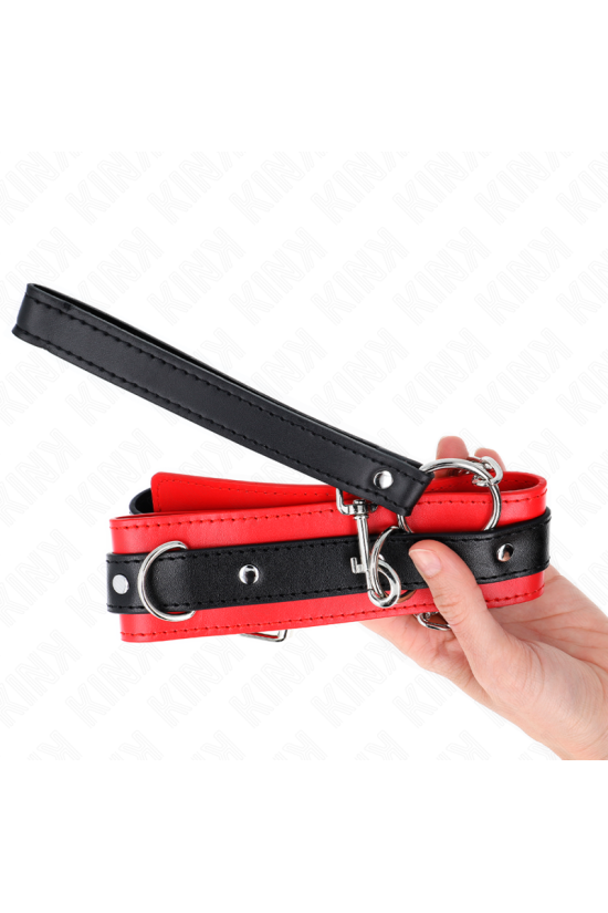 KINK - COLLARE MODELLO BASE CON GUINZAGLIO 65 CM MODELLO 3 ROSSO 53 X 5 CM