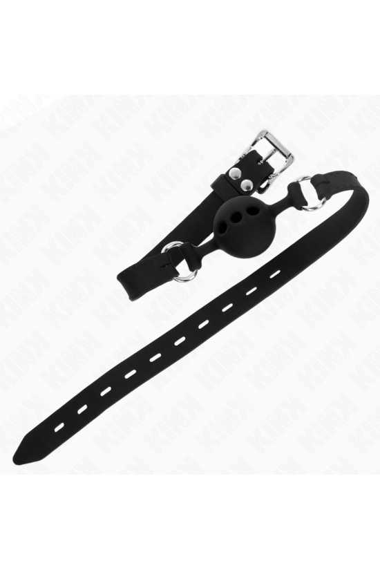 KINK - BAVAGLIO IN SILICONE INTERO 55 x 2 CM CON SFERA DA 4 CM MISURA S NERO REGOLABILE 35-51 CM