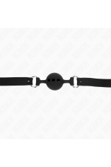 KINK - BAVAGLIO IN SILICONE INTERO 55 x 2 CM CON SFERA DA 4 CM MISURA S NERO REGOLABILE 35-51 CM